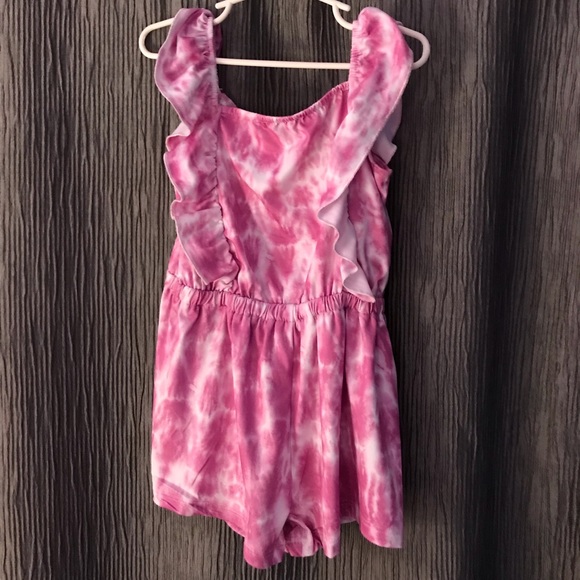 Girls Pink Tie Dye Romper - Picture 2 of 4